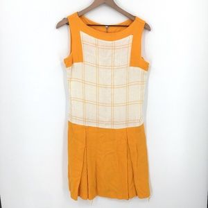 Vintage 1950s Handmade tennis windowpane plaid Dress Marigold Yellow S women's